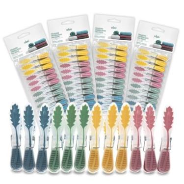 Imagem de Kit 4 Pregador de Roupas Embalagem c/ 12un Desenho de Folha Colorido -