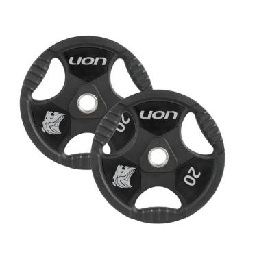 Imagem de Par Anilha Olímpica 20 Kg Lion Para Musculação Vulcanizada Em Aço Maciço Revestido Em Borracha Resistente