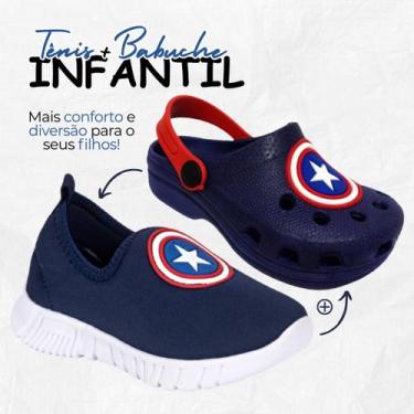 Imagem de Tênis Infantil + Babuche Menino Chinelo Masculino Capitão América - Un
