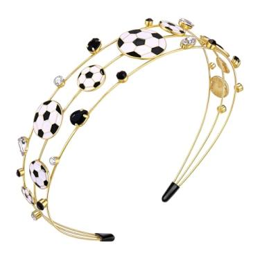 Imagem de NVENF Bandanas de futebol para mulheres, joias, preto, branco, futebol, dia de jogo, acessórios para mães, presentes, lembrancinhas de festa (padrão C)