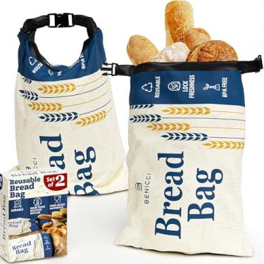 Imagem de Sacos de pão reutilizáveis pacote com 2 - perfeitos para armazenamento de pão de massa fermentada caseiro - Sacos extragrandes de grau alimentício - Trava dupla especial para frescor mais longa -