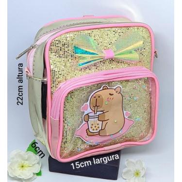Imagem de Bolsa Infantil Menina Mini Mochila de Costa Pequena com Bolso e Ziper 