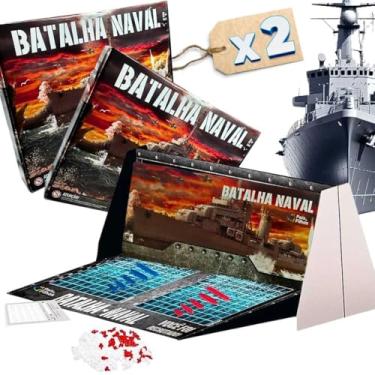 Imagem de Kit 2 unidades Jogo de Tabuleiro Batalha Naval Educativo Infantil Clássico Brinquedo de Tabuleiro para Crianças Família Meninos Meninas Presente Estratégia Selo Inmetro Certificado de Segurança