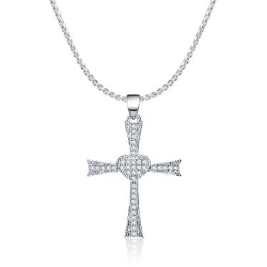 Imagem de Esbbela Conjunto de colar para mulheres, conjunto de joias, colar, pulseira, brincos, banhado a ouro amarelo 14K com zircônia cúbica AAA branca, pingente de coração de tartaruga de olho turco, Banhado a ouro branco 14K, Zircônia cúbica