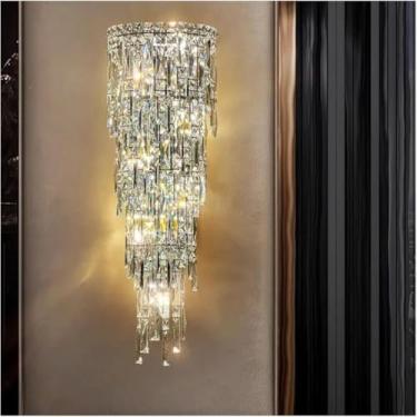 Imagem de Arandela, Luminária de Parede LED Cristal Compatível com Sala de Estar Quarto Cabeceira TV Parede Corredor Villa Moderno Luxo Estilo Ouro Luz Decorativa, Lustres, Cromado-46cm
