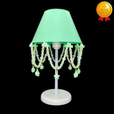 Imagem de Luminária Infantil Estrela Verde Abajur para Mesa de Cabeceira Decoração Quarto de Bebê 17x30cm