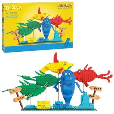 Imagem de Brickcraft Officially Licensed Dr. Seuss One Fish Two Fish Red Fish Blue Fish with Fish Figures and Signage Included 571 Pieces Multicolored Brick Building Set
