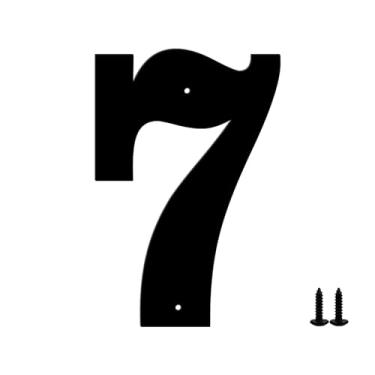 Imagem de Números e letras de casa de metal moderno - revestimento preto à prova de intempéries, ideal para decoração de jardim, porta e caixa de correio, com kit de unhas de fácil instalação (12,7 cm, 7)