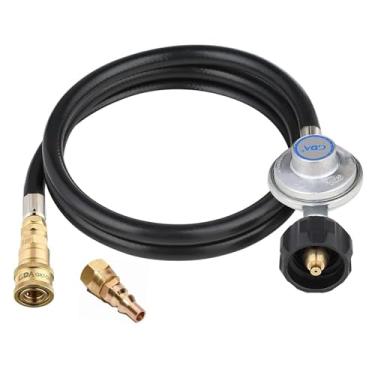 Imagem de CAMPLUX Mangueira de propano de conexão rápida de 1,2 m com regulador, conexão rápida fêmea de 6 cm, adequada para aquecedor de água a propano, fogueira, churrasqueira a gás, Olympian 5100