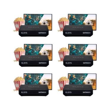 Imagem de Kit 6 receptores de tv via satelite elsys sat hd - satmax6