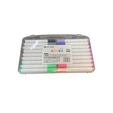 Imagem de Kit Estojo Canetinhas Permanente Ponta Dupla 48 Cores - Malaysia Colle