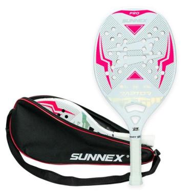 Imagem de Raquete Beach Tennis Carbono 3K Pro Sunnex Raptor Rosa