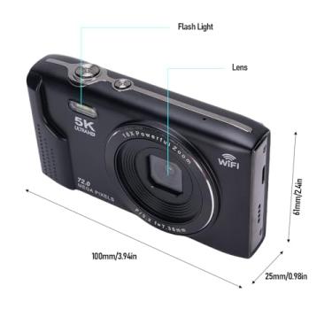 Imagem de Câmera de Câmera Digital retrô Câmera de Design Clássico de Design Clássico 5k 72mp 16x Zoom Wifi AF AutoFocus Focus 2,8 Polegadas Tela LCD Com Luz Flash para Fotografia de