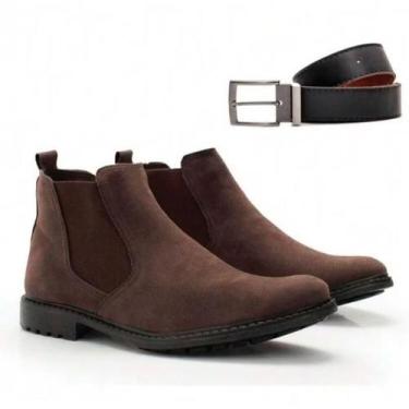 Imagem de kit bota masculina camurca acompanha cinto  conforto dia a dia 37 ao 4