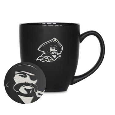 Imagem de Rico Industries NCAA Blinn Buccaneers 425 g Caneca de cerâmica preta fosca gravada a laser - para bebidas quentes ou frias