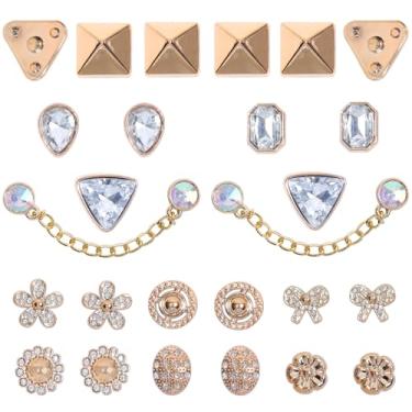 Imagem de 26 peças de pingentes de sapatos brilhantes para mulheres, strass brilhante, corrente brilhante, acessórios, decoração de sapato de flor de borboleta para sandálias de tamanco, acessórios de sapato