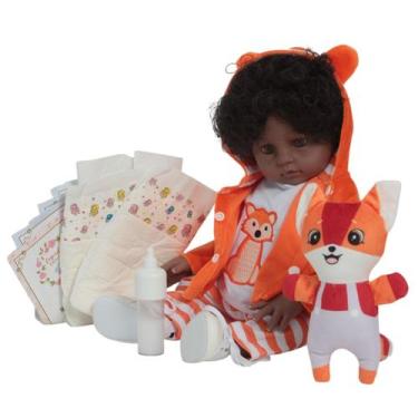 Imagem de Boneco Bebê Reborn Menino Cabelo Cacheado Raposinha 46cm - Cegonha Reb