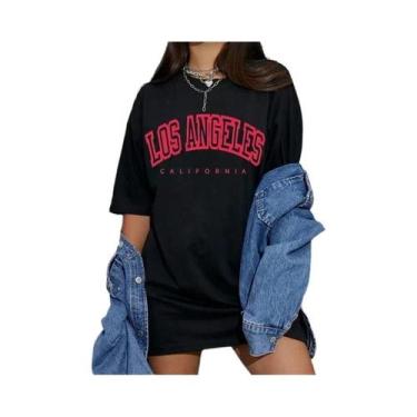 Imagem de Camiseta Oversized Feminina Los Angeles - Manga Curta Respirável - Est