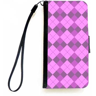 Imagem de Rikki Knight Capa carteira flip roxa tripla dentro roxa Argyle com aba magnética para Apple iPhone 5c