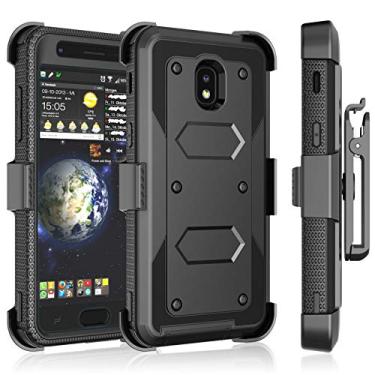 Imagem de Tekcoo Samsung Galaxy J3 2018/J3 Orbit/J3 Achieve/J3 Prime 2/J3 Eclipse 2/J3 Aura/J3 Star Case Holster Clip, [Tshell] [Tela Embutida] Cinto de bloqueio giratório Capa de suporte para o corpo inteiro, Preto