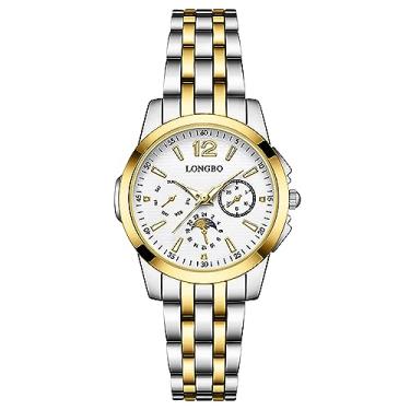 Imagem de Menton Ezil Relógio de pulso masculino LONGBO Series de vidro mineral pulseira de aço inoxidável 50 m, à prova d'água, clássico, analógico, quartzo, relógio de pulso, Dourado