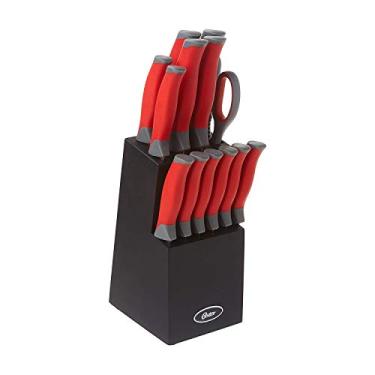 Imagem de Conjunto de facas Oster Lindbergh, aço inoxidável, 14 peças, vermelho/preto