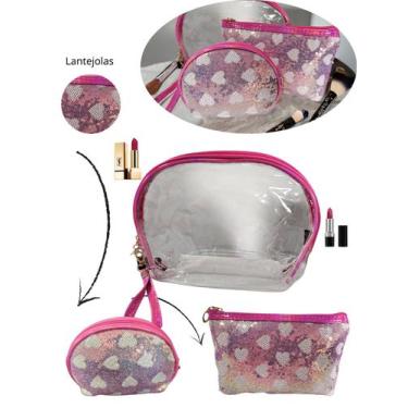 Imagem de Kit Frasqueira Necessaire Feminina Maquiagem Bijuteria 3pçs - Rubys, R