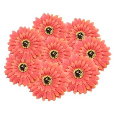 Imagem de Alpertie 50 cabeças de flores falsas a granel, margaridas artificiais, cabeça de flores gerbera para artesanato, decoração de casamento, decoração de guirlanda DIY (laranja, 10 cm)