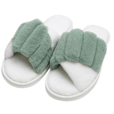 Imagem de Pantufas Chinelos Sapatos De Inverno Pelúcia Aconchegantes Verde - 40/41