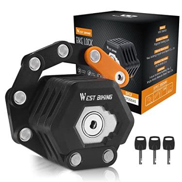 Imagem de ICOCOPRO Cadeado dobrável para bicicleta com 3 chaves, cadeado compacto para bicicleta de 2,8 m, antifurto, combinação de trava de scooter de alta segurança, cadeado Chian para bicicleta resistente