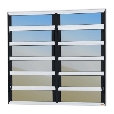 Imagem de Janela De Aluminio Basculante 2 Seções Elite Vidro Reflex 120cm X 150cm Brimak Mix Preto