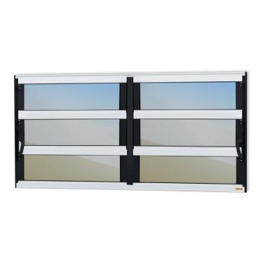 Imagem de Janela De Aluminio Basculante 2 Seções Elite Vidro Reflex 60cm X 150cm Brimak Mix Preto