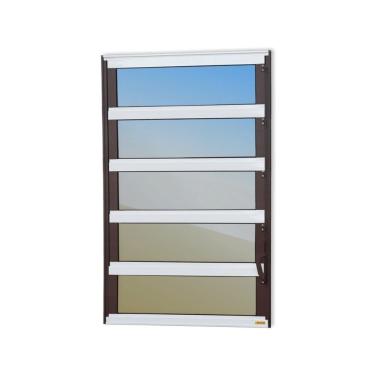 Imagem de Janela De Aluminio Basculante Elite Vidro Reflex 100cm X 40cm Brimak Mix Corten