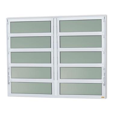 Imagem de Janela De Aluminio Basculante 2 Seções Elite Vidro Boreal 100cm X 150cm Brimak Branco