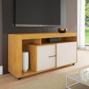 Imagem de Rack Para Sala De Estar Para Tv Até 40 Polegadas 2 Portas Com 6 Pés Lavanda Viero Mel/off White