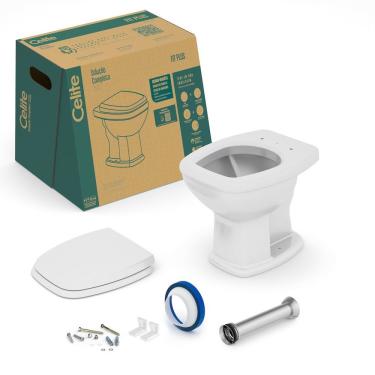 Imagem de Kit Vaso Sanitário Convencional Com Assento Queda Amortecida Fit Plus Celite Cinza Prata