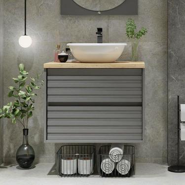 Imagem de Gabinete Para Banheiro 70cm Jade Darabas Agardi Cinza