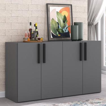 Imagem de Aparador Buffet 4 Portas Viena Grafite Preto