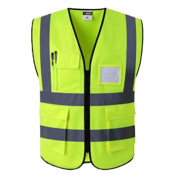 Imagem de Colete Faixa Sinalizador Refletivo Segurança Trabalho Epi Blusao Fluorescente Obra Bolsos Ziper
