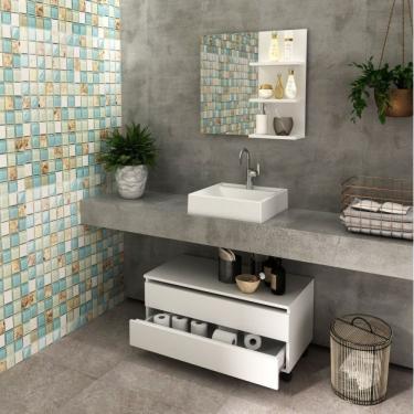 Imagem de Gabinete Rodizio Para Banheiro Com Espelheira 80Cm Branco