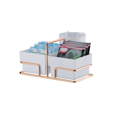 Imagem de Organizador Para Sachês E Mexedor Caffè Future Branco E Rose Gold