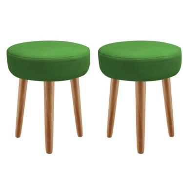 Imagem de Kit 02 Banqueta Alta Julya Industrial 55Cm Pé Palito Freijó Corino Verde - Amey Decor