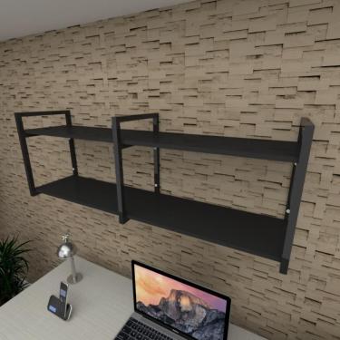 Imagem de Prateleira Quarto Infantil Preto Prateleira Sala Pratileira Estante Pareprateleira Mdf Industrial