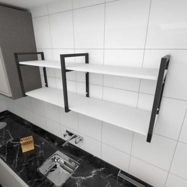 Imagem de Prateleira Industrial Cozinha Pratileira Branco Estante Nicho Industrial Estante Parede