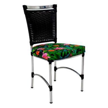 Imagem de Cadeira Em Alumínio E Fibra Sintética Jk Cozinha Edícula Preto E Creara