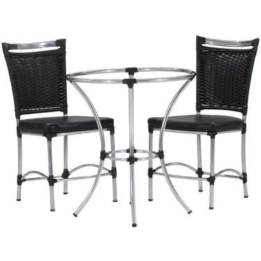 Imagem de 2 Cadeiras Jk E Mesa Alumínio Para Cozinha Varanda Edícula Preto