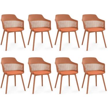 Imagem de Kit 8 Cadeiras De Jantar Estofada Marcela - Marrom