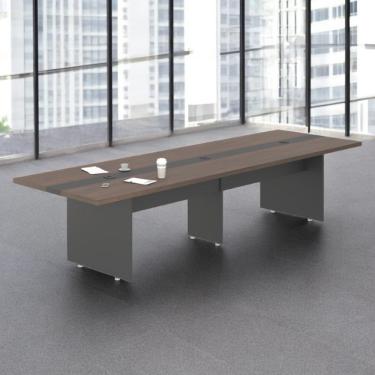 Imagem de Mesa De Reunião 8 Lugares Com Faixa Lyon Freijó Preto