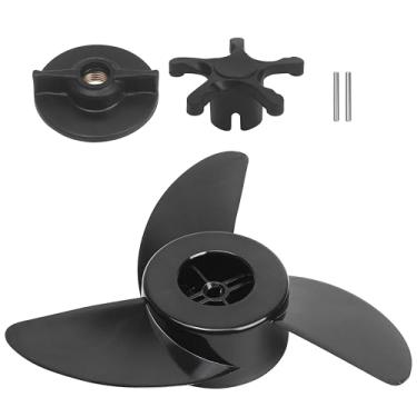 Imagem de Hélices de motor de pesca - Peças de reposição de 3 lâminas para broca de cobra para barco elétrico externo, uso de água de caiaque | Kit de fixação de alta velocidade com porca de montagem, pinos,