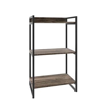Imagem de Estante Multiuso 3 Prateleiras 104x60cm Estilo Industrial, Compace, Kuadra, Carvalho Dark/Est.Preta
